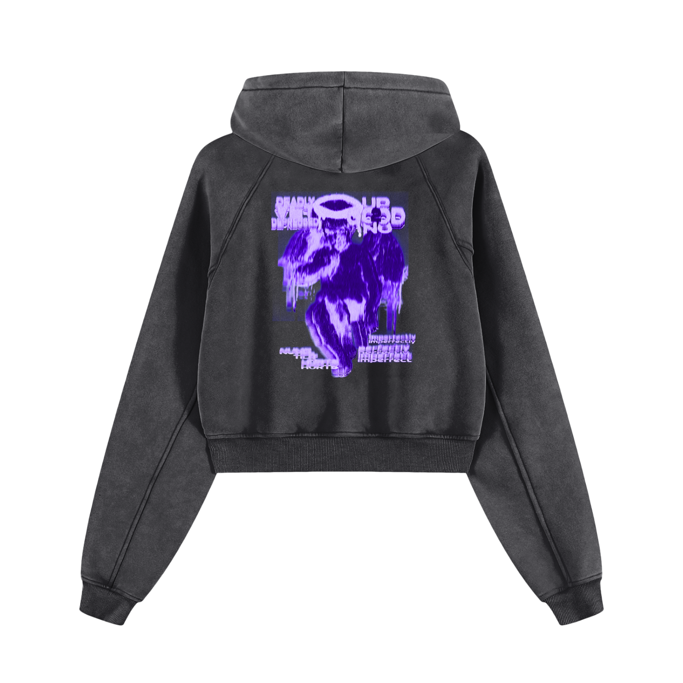 UP2NOGOOD Snow Washed Cropped Hoodie – (Purple) - BROKEN YET FLAWLESS