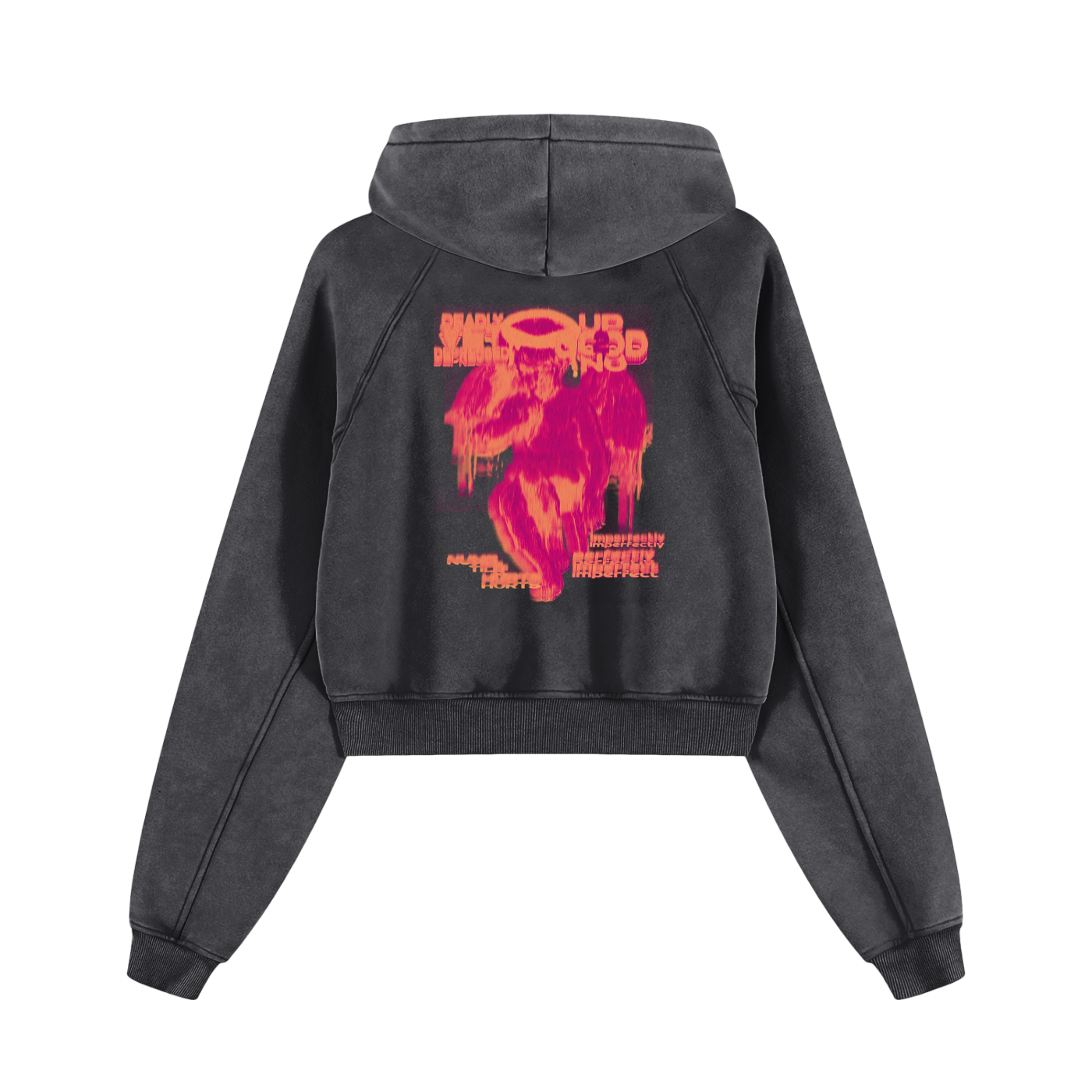 UP2NOGOOD Snow Washed Cropped Hoodie – (Bleached) - BROKEN YET FLAWLESS