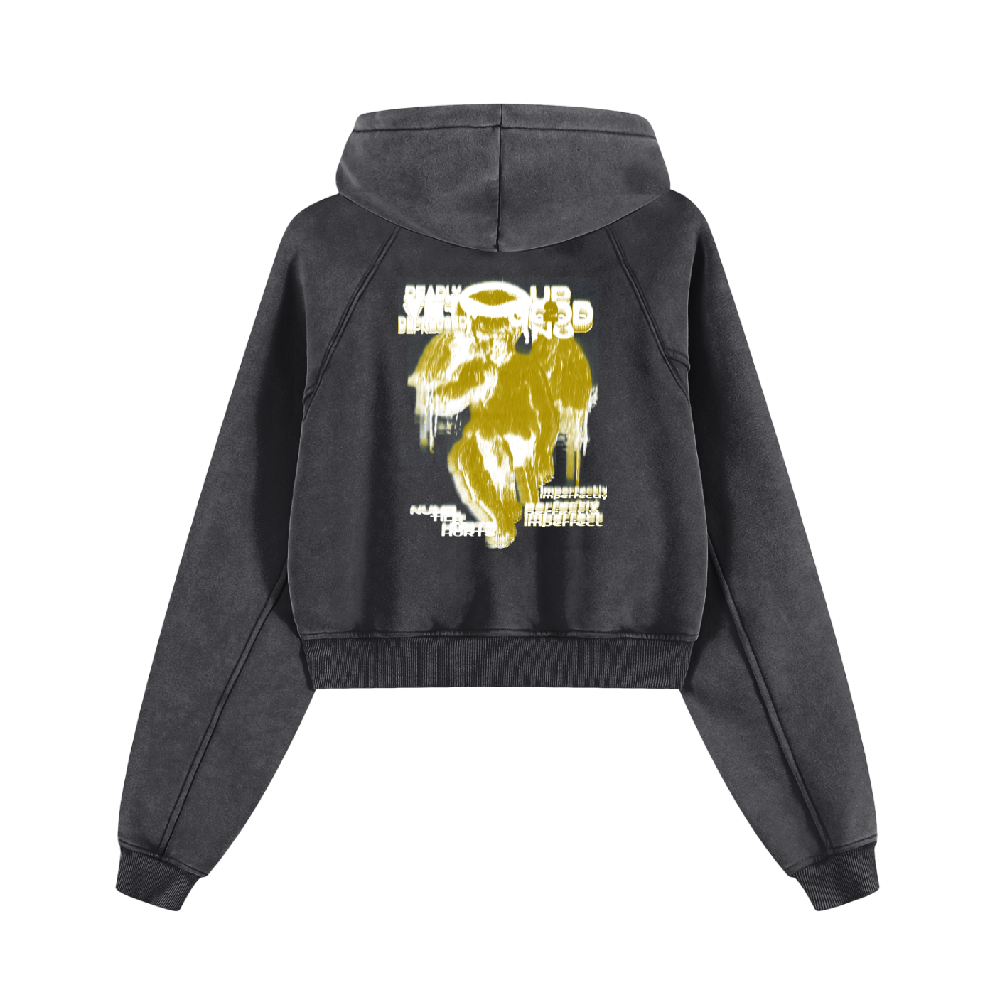 UP2NOGOOD Snow Washed Cropped Hoodie – (Gold) - BROKEN YET FLAWLESS
