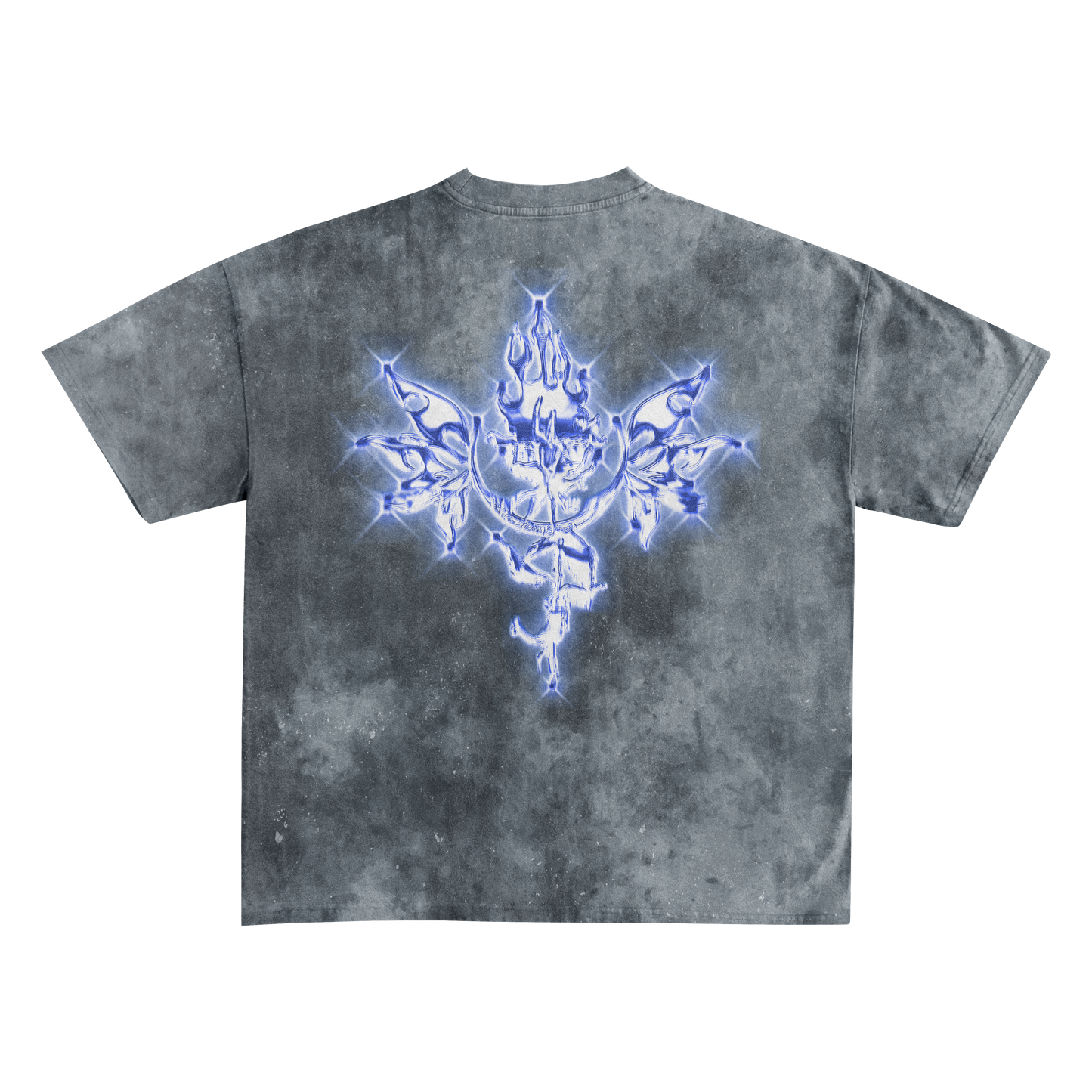 UP2NOGOOD Hand-Frayed Sunfade Graphic T-Shirt – (Blue) - BROKEN YET FLAWLESS