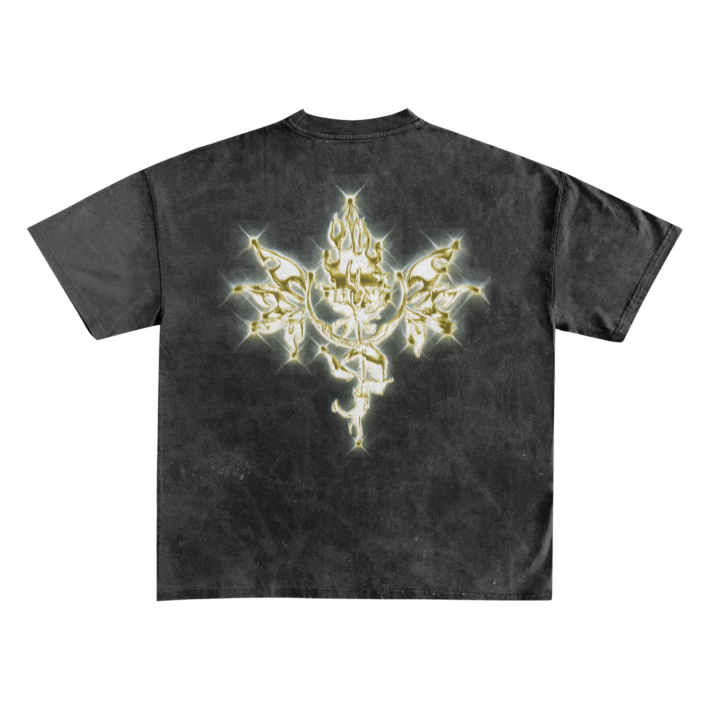 UP2NOGOOD Hand-Frayed Sunfade Graphic T-Shirt – (Gold) - BROKEN YET FLAWLESS