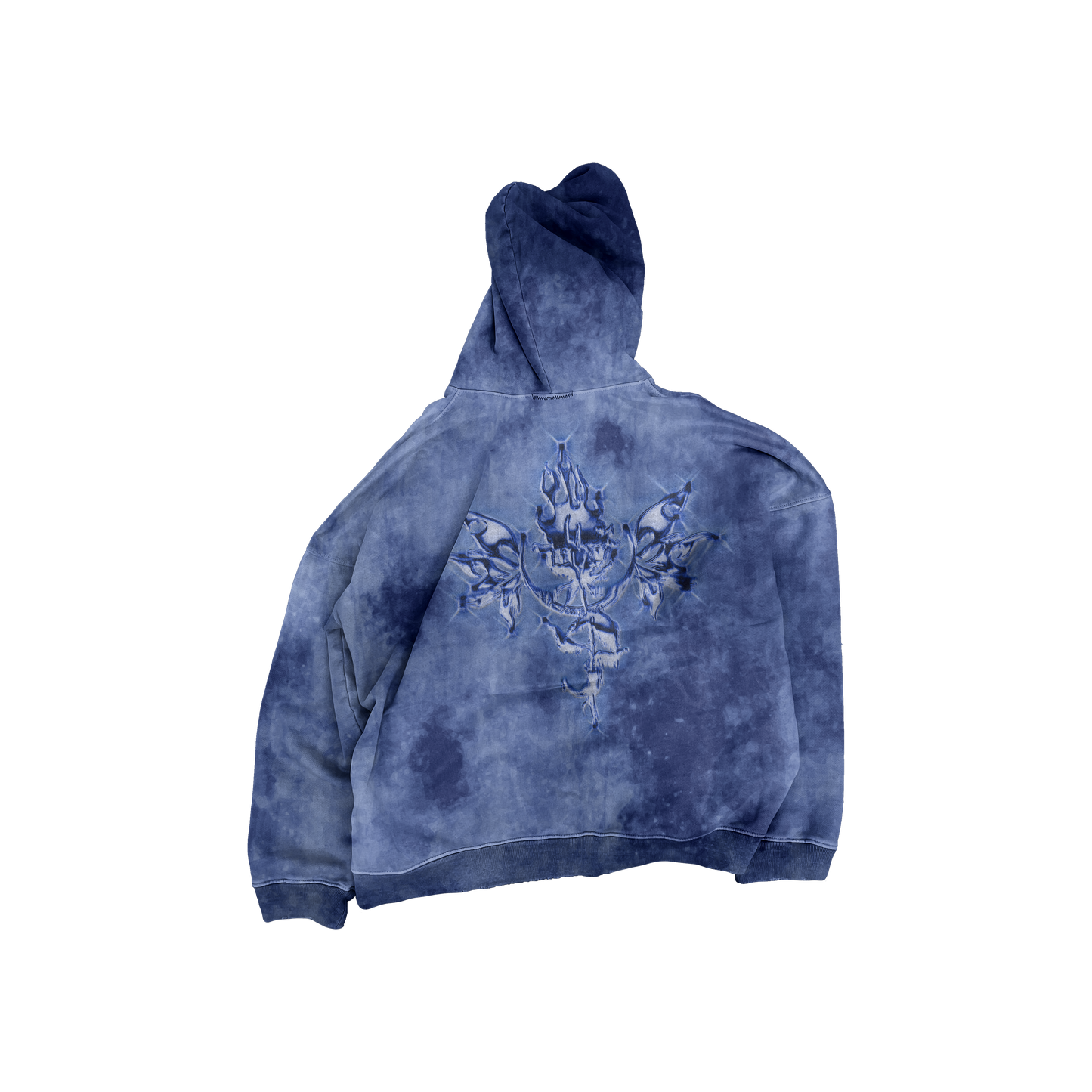 UP2NOGOOD Acid Wash Oversize Hoodie – 420 GSM (Dark Blue) - BROKEN YET FLAWLESS