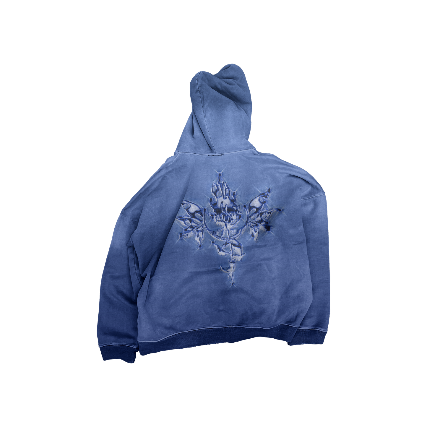 UP2NOGOOD Heavyweight Sunfade Oversized Hoodie – (Gray Blue) - BROKEN YET FLAWLESS