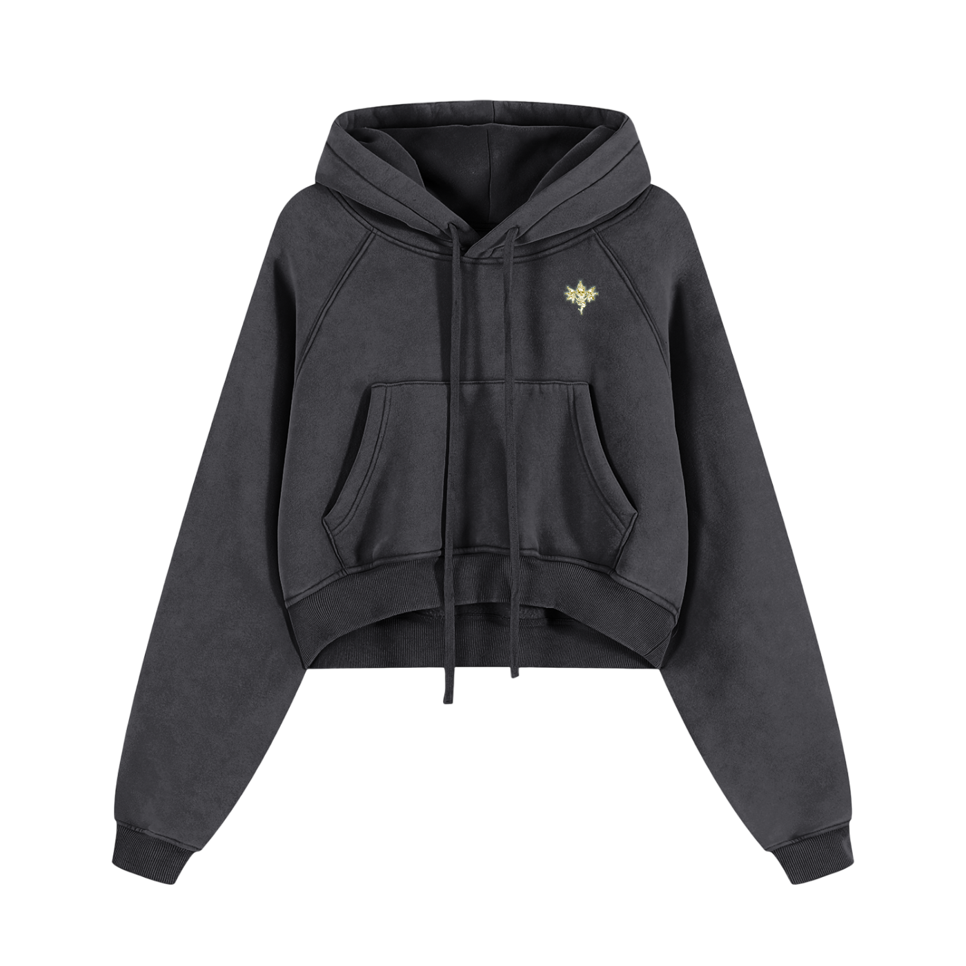 UP2NOGOOD Snow Washed Cropped Hoodie – (Gold) - BROKEN YET FLAWLESS