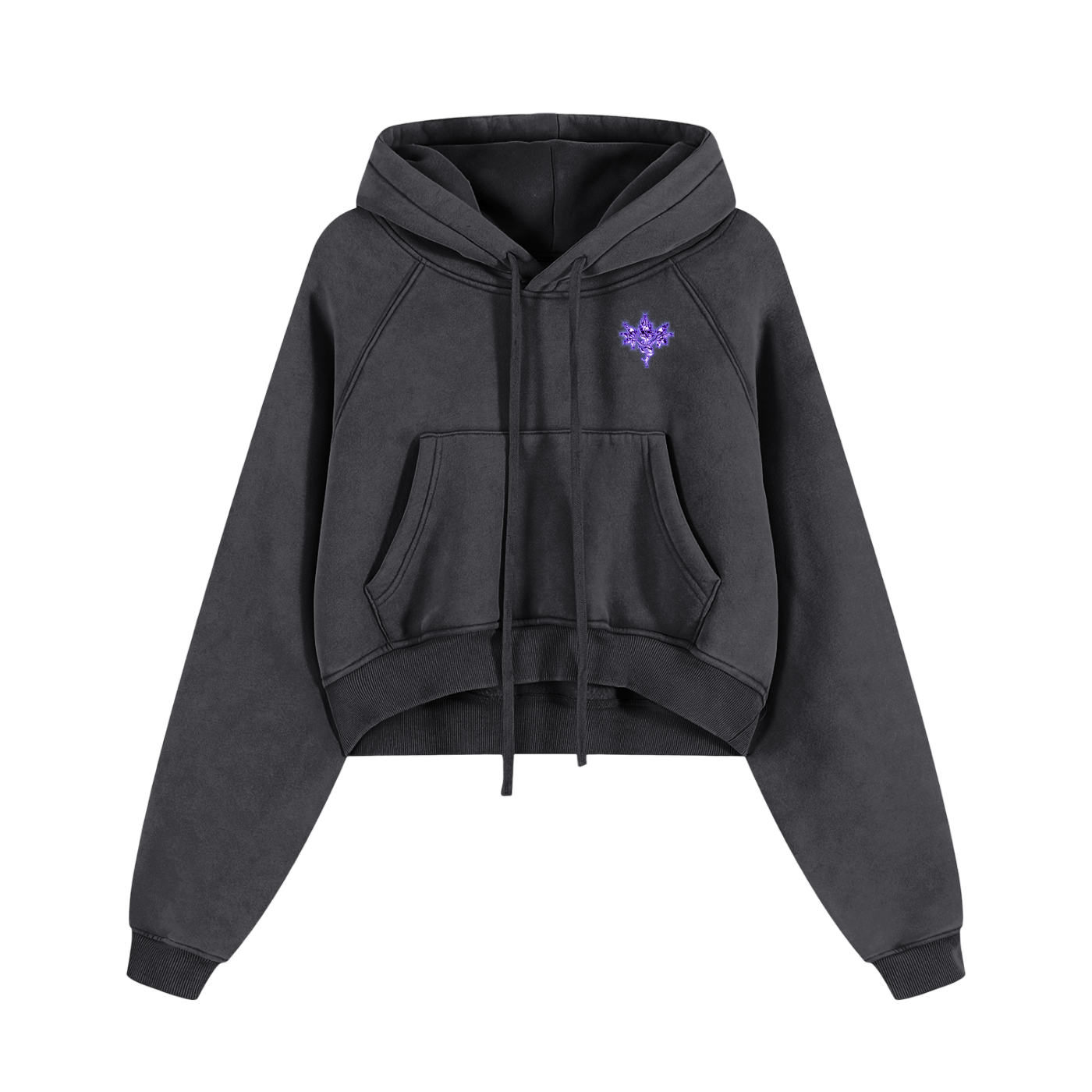 UP2NOGOOD Snow Washed Cropped Hoodie – (Purple) - BROKEN YET FLAWLESS