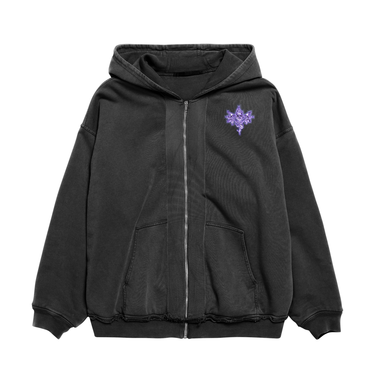 UP2NOGOOD Zip-Through Boxy Hoodie – (Purple) - BROKEN YET FLAWLESS