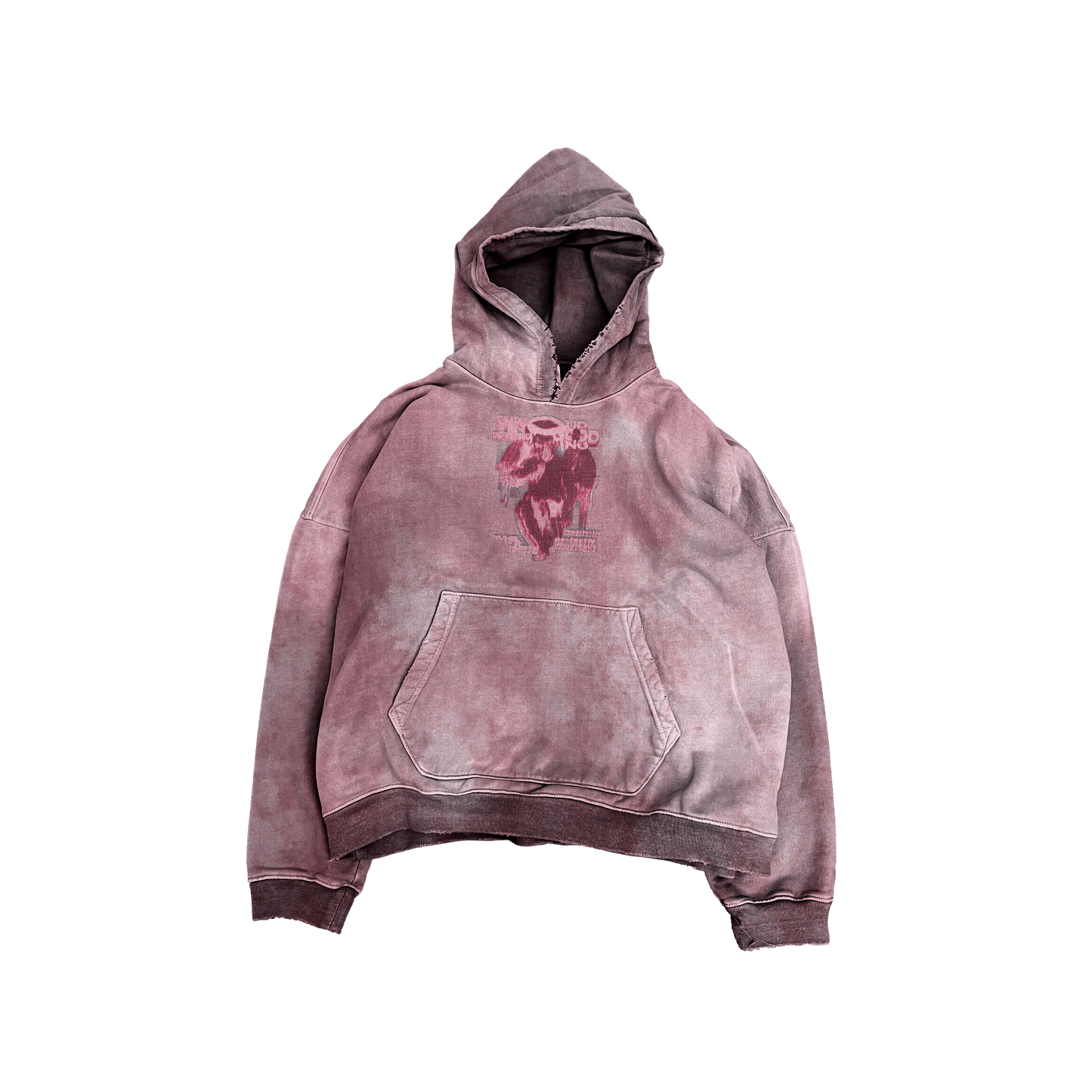 UP2NOGOOD Acid Wash Oversize Hoodie – 420 GSM (Dark Red) - BROKEN YET FLAWLESS