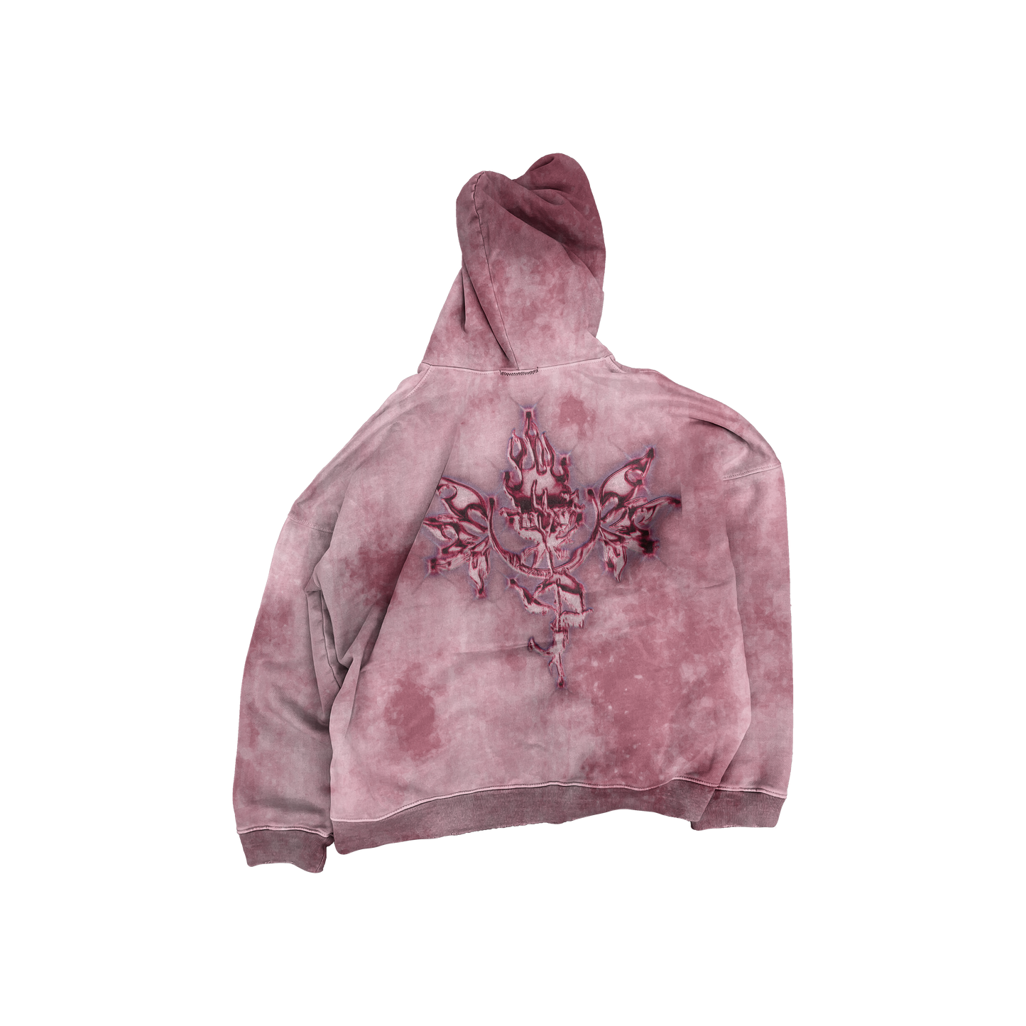 UP2NOGOOD Acid Wash Oversize Hoodie – 420 GSM (Dark Red) - BROKEN YET FLAWLESS