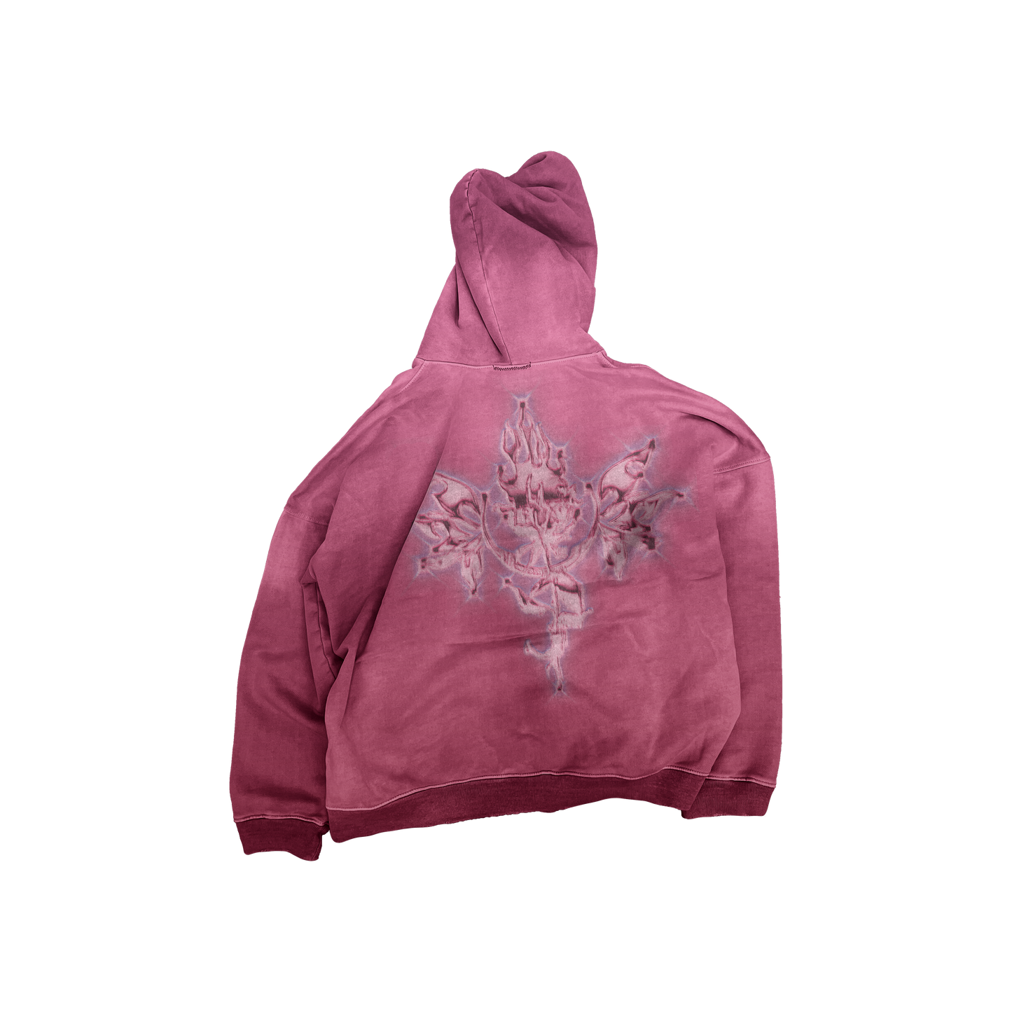 UP2NOGOOD Heavyweight Sunfade Oversized Hoodie – (Pink) - BROKEN YET FLAWLESS