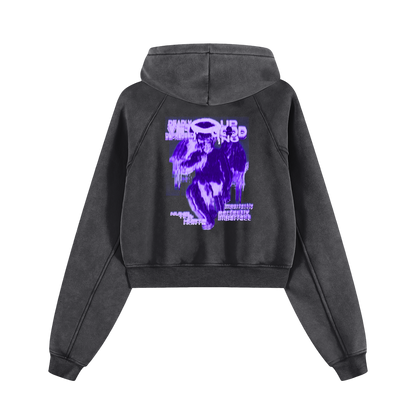 UP2NOGOOD Snow Washed Cropped Hoodie – (Purple) - BROKEN YET FLAWLESS