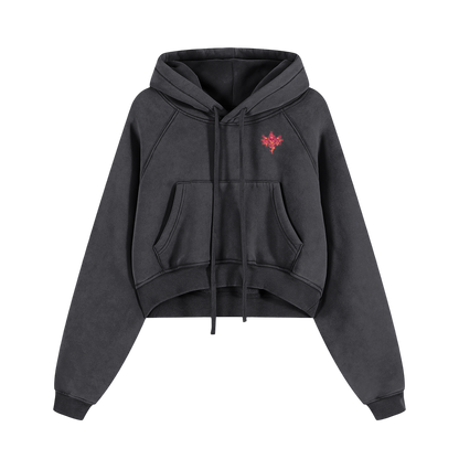 UP2NOGOOD Snow Washed Cropped Hoodie – (Bleached) - BROKEN YET FLAWLESS