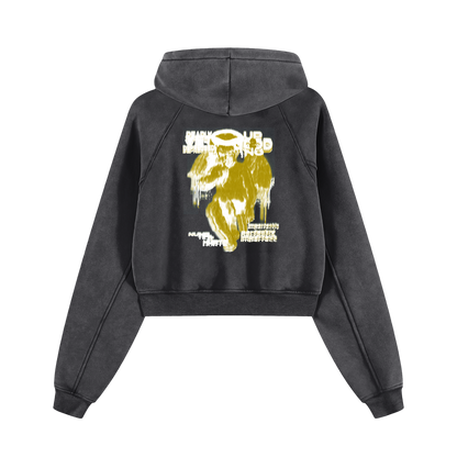 UP2NOGOOD Snow Washed Cropped Hoodie – (Gold) - BROKEN YET FLAWLESS