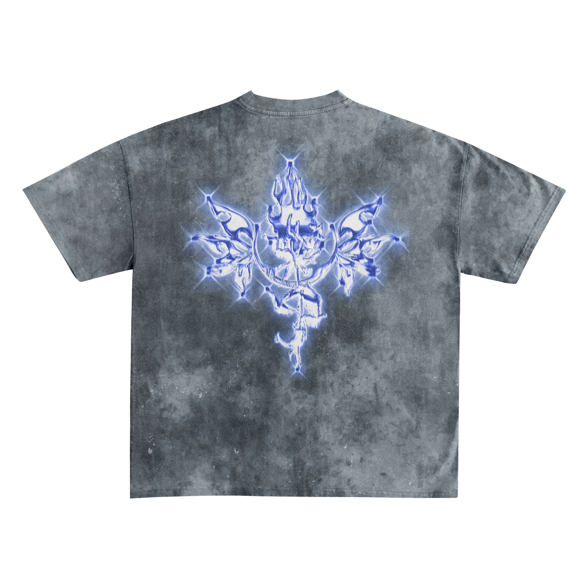 UP2NOGOOD Hand-Frayed Sunfade Graphic T-Shirt – (Blue) - BROKEN YET FLAWLESS