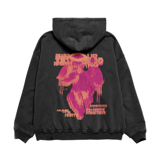 UP2NOGOOD Zip-Through Boxy Hoodie – (Bleached) - BROKEN YET FLAWLESS