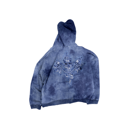UP2NOGOOD Acid Wash Oversize Hoodie – 420 GSM (Dark Blue) - BROKEN YET FLAWLESS