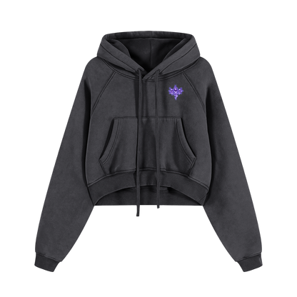 UP2NOGOOD Snow Washed Cropped Hoodie – (Purple) - BROKEN YET FLAWLESS