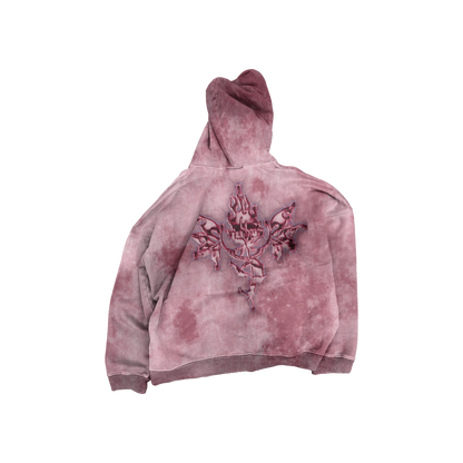 UP2NOGOOD Acid Wash Oversize Hoodie – 420 GSM (Dark Red) - BROKEN YET FLAWLESS